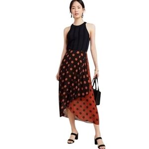 Maeve Black and Rust Polka Dot A-Line Skirt